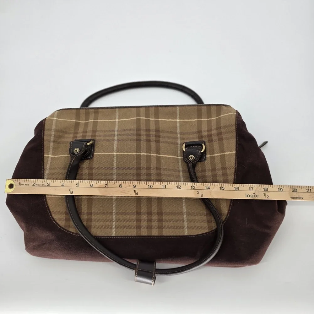 Vintage Eddie Bauer Carry on Weekend Bag Luggage Tartan Plaid Canvas Leather $$$